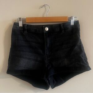 H&M High-Waist Black Denim Shorts